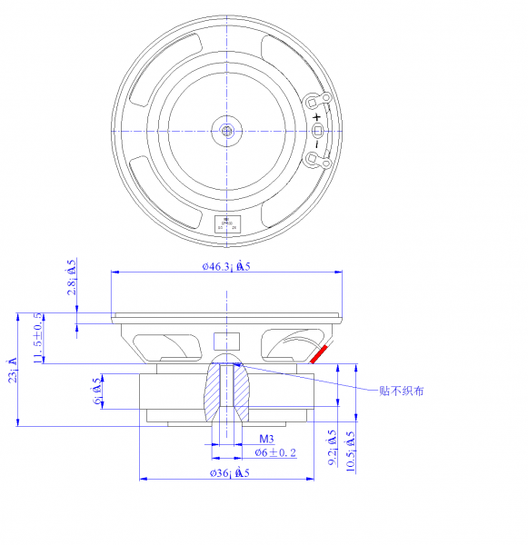 SWM-46.3R23-8F2R dimension drawing