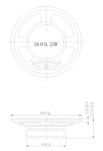 SWM-57R17.7-16F0.25R dimension drawing