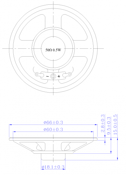 SWM-66R15-50B0.5R dimension drawing