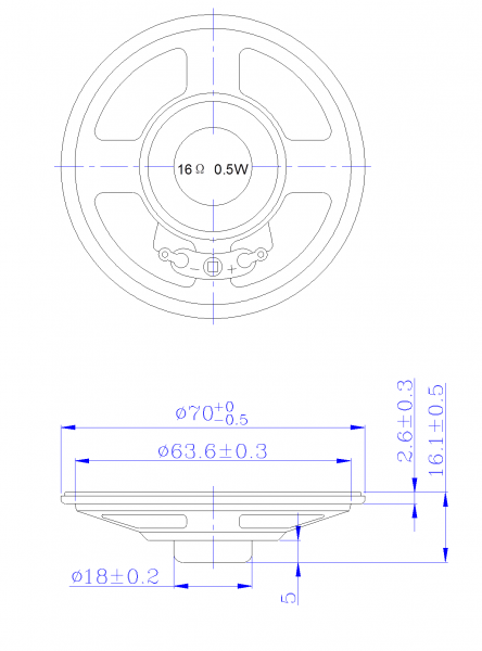 SWM-70R16.1-16B0.5R dimension drawing