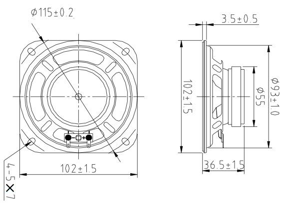 SAC-102S36.5-8F6R dimension drawing