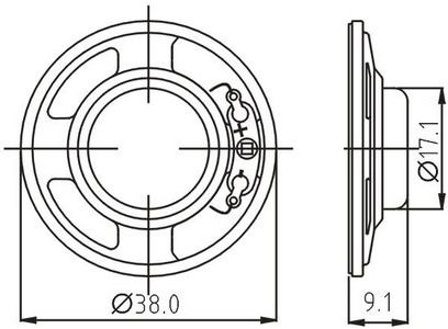 SWC-38R9.1-8N0.5R dimension drawing
