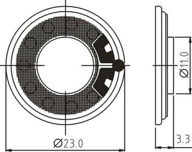 SWM-23R3.3-32N0.25R dimension drawing